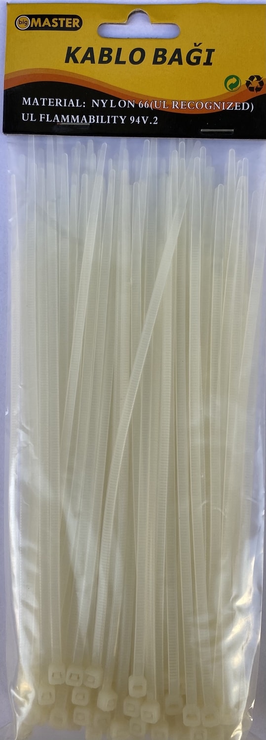 Kablo Bağı Plastik Cırt Kelepçe 3.6 mm x 200 mm 100'lü