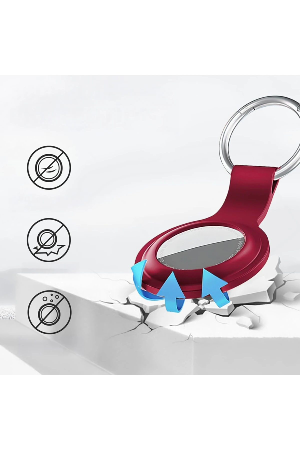 Apple AirTag Uyumlu Silikon Koruyucu Anahtarlık Arkası Kapalı Düşmez Yıkanabilir