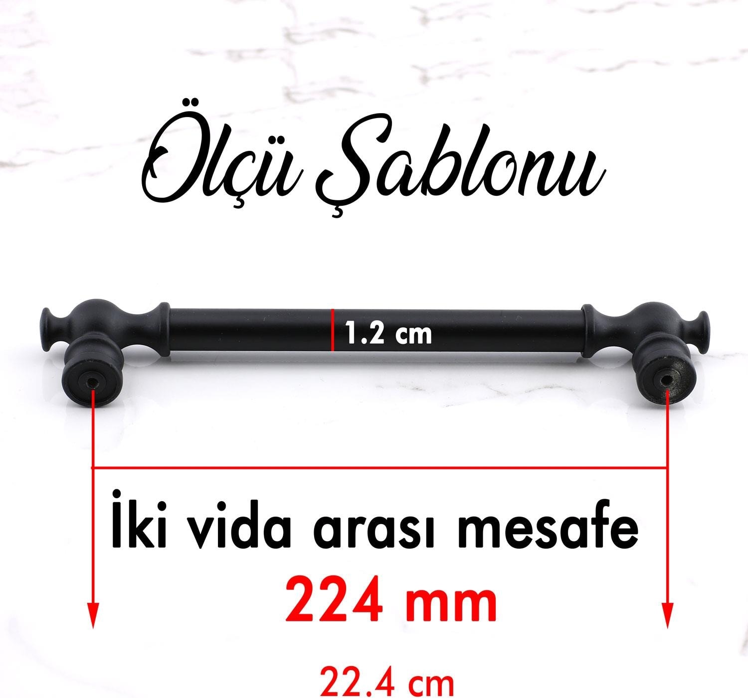 Arya 224 mm Siyah Kulp Metal Mobilya Mutfak Çekmece Dolap Dolabı Kapak Kulpları Kulbu Kulpu 224 mm