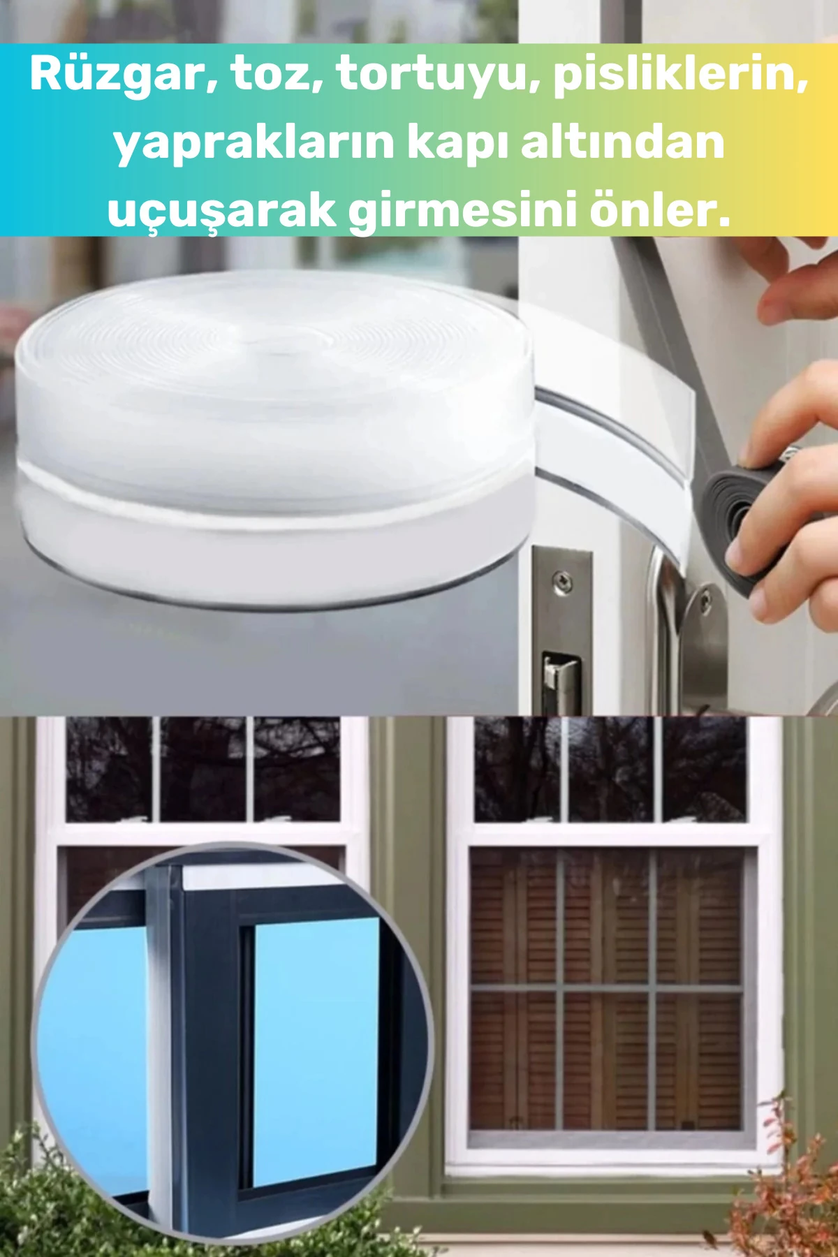 Ses Böcek Toz Önleyici Rüzgar Kesici Yalıtım Kapı Pencere Isı Izolasyon Şeffaf Şerit Bant 5mt 1 Adet