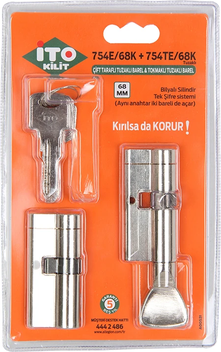 Ito Tuzaklı Ikiz Barel Birbirini Açar Set 68MM Çelik Kapı Kilidi 754E754TE
