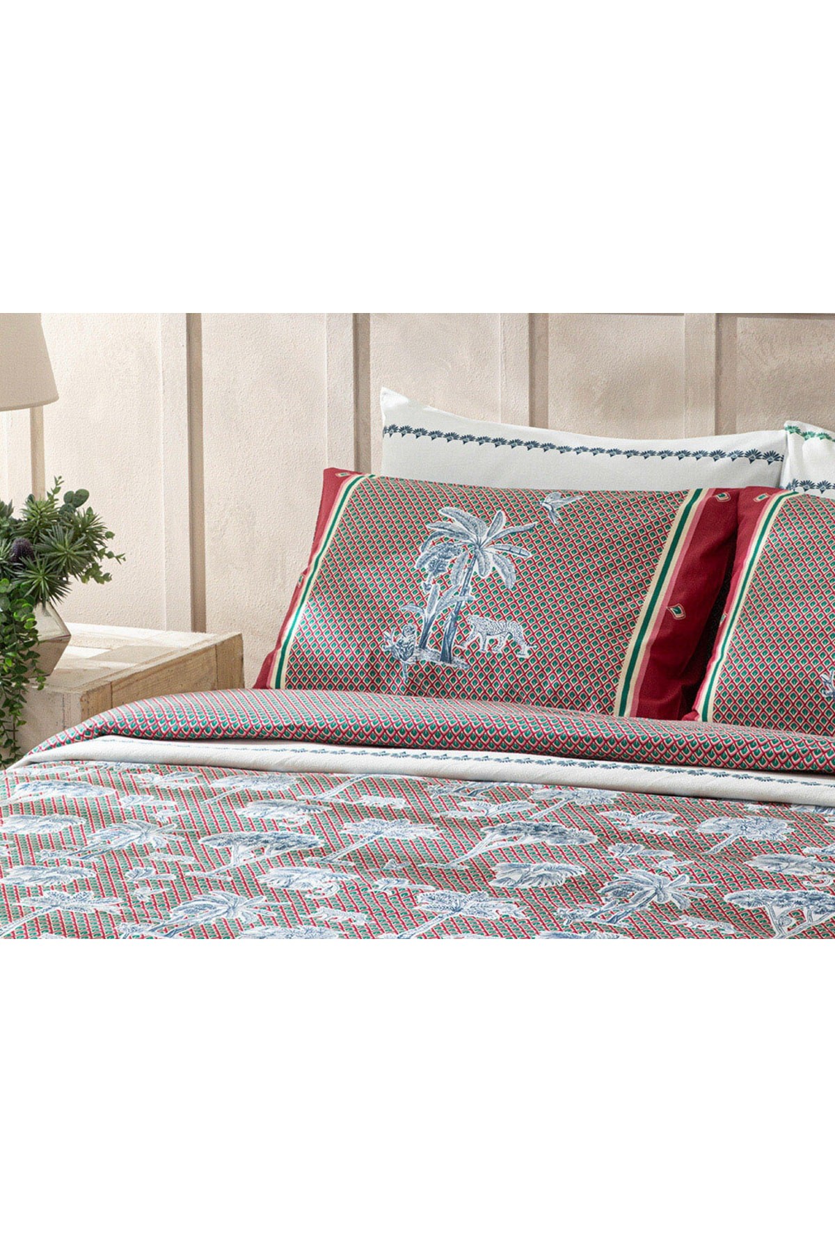 Toile De Jouy Pamuklu Çift Kişilik Nevresim Seti 200x220 Cm Fuşya