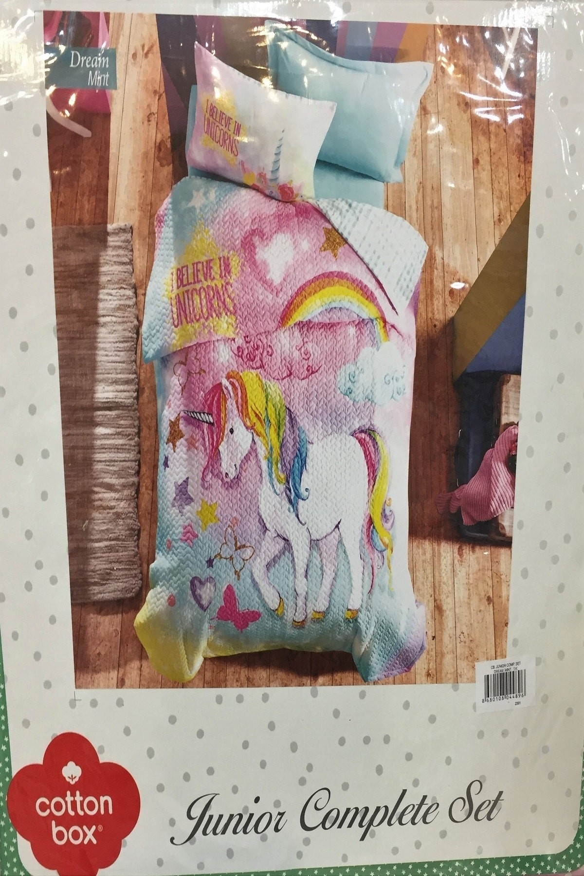 Tek Kişilik Lastikli Çarşaflı Dört Mevsim Set Ünicorn