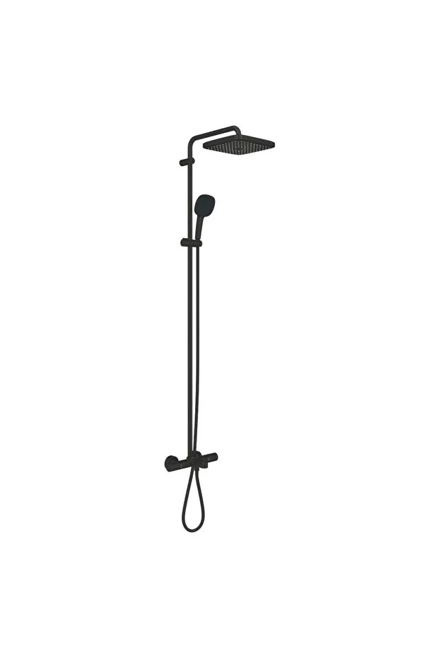 Tempesta System 250 Cube Duvara Monte Termostatik Bataryalı Duş Sistemi Mat Siyah - 266912431