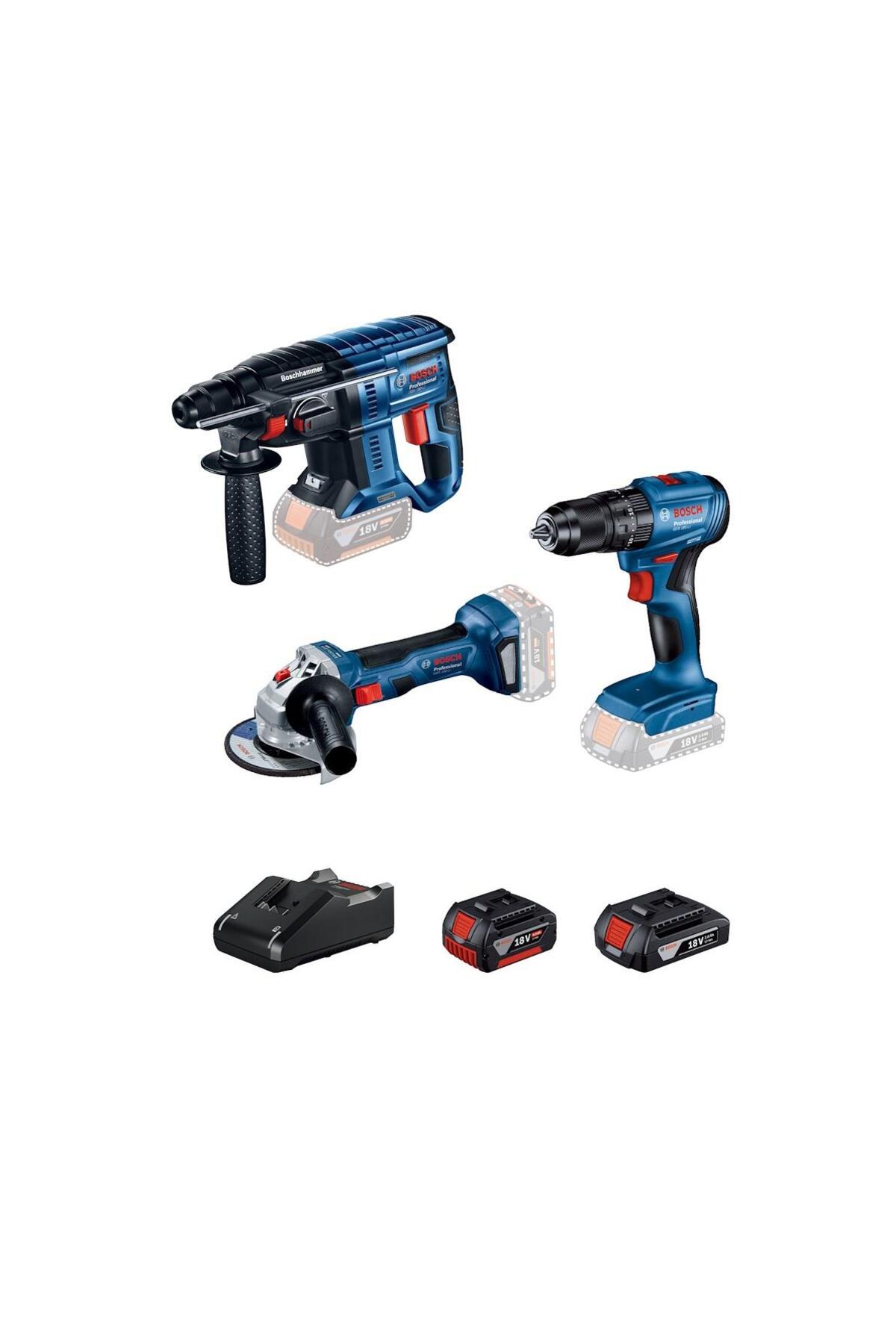 BOSCH Gws 180-LI + GSB 185-LI + GBH 180-LI 4.0Ah+2.0Ah Karton Kutu