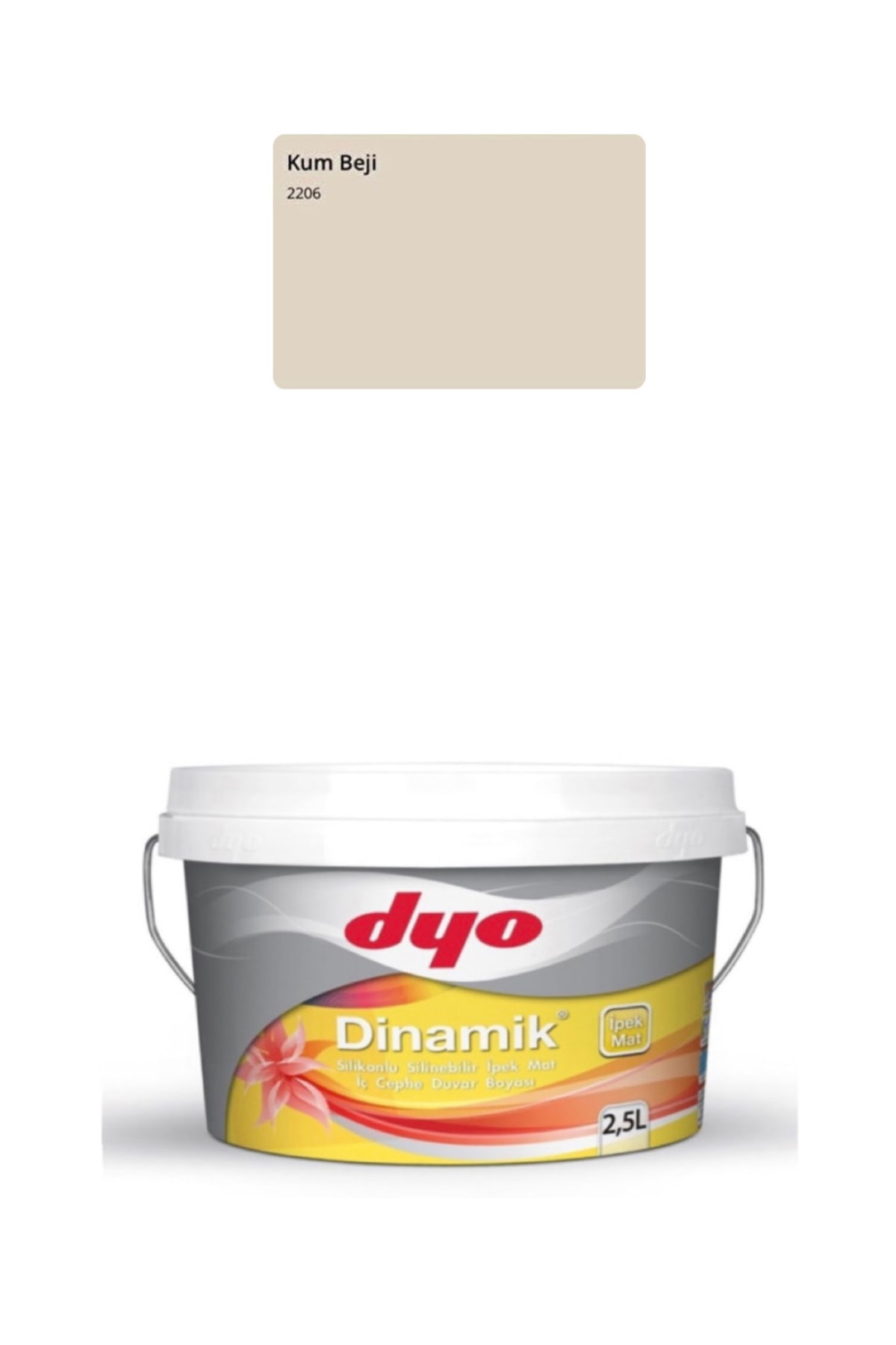 Dinamik Silikonlu Silinebilir Ipek Mat Iç Cephe Duvar Boyası Kum Beji 2.5 lt