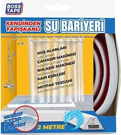Tape Duş, Kapı Eşiği, Mutfak Tezgahı Etrafı Su Kesici Bariyer - 2 Metre