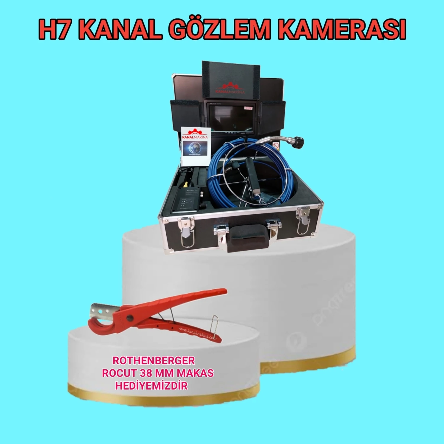 Kanal Görüntüleme Kamerası 7 Inç Ekran Hediyeli