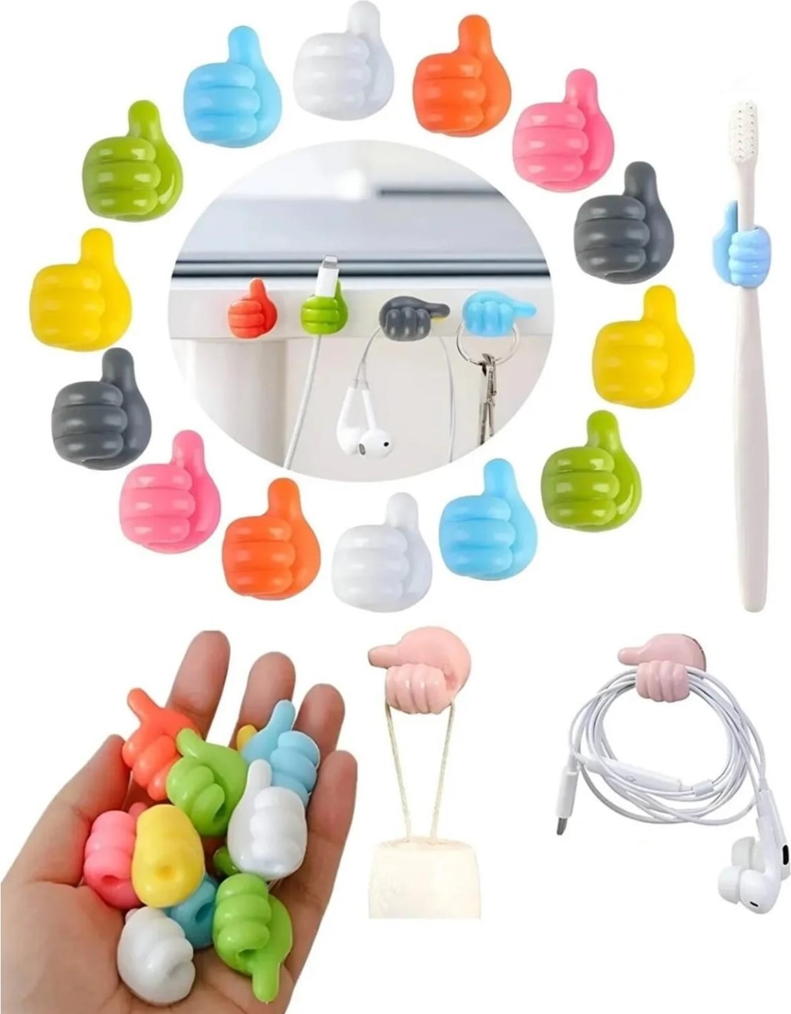 Yapışkanlı Mini Askılık ve Kablo Tutucu 10 Lu Gkh