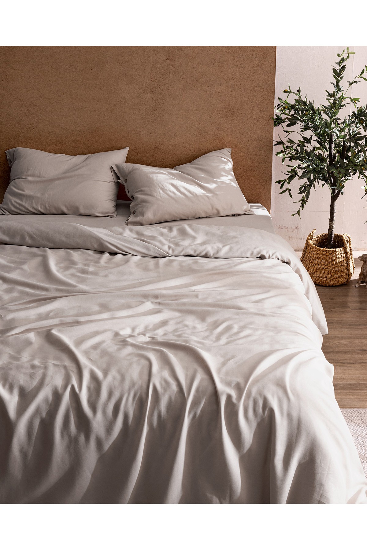 Songe King Size %100 Pamuk Chambre Nevresim Takımı - Taş