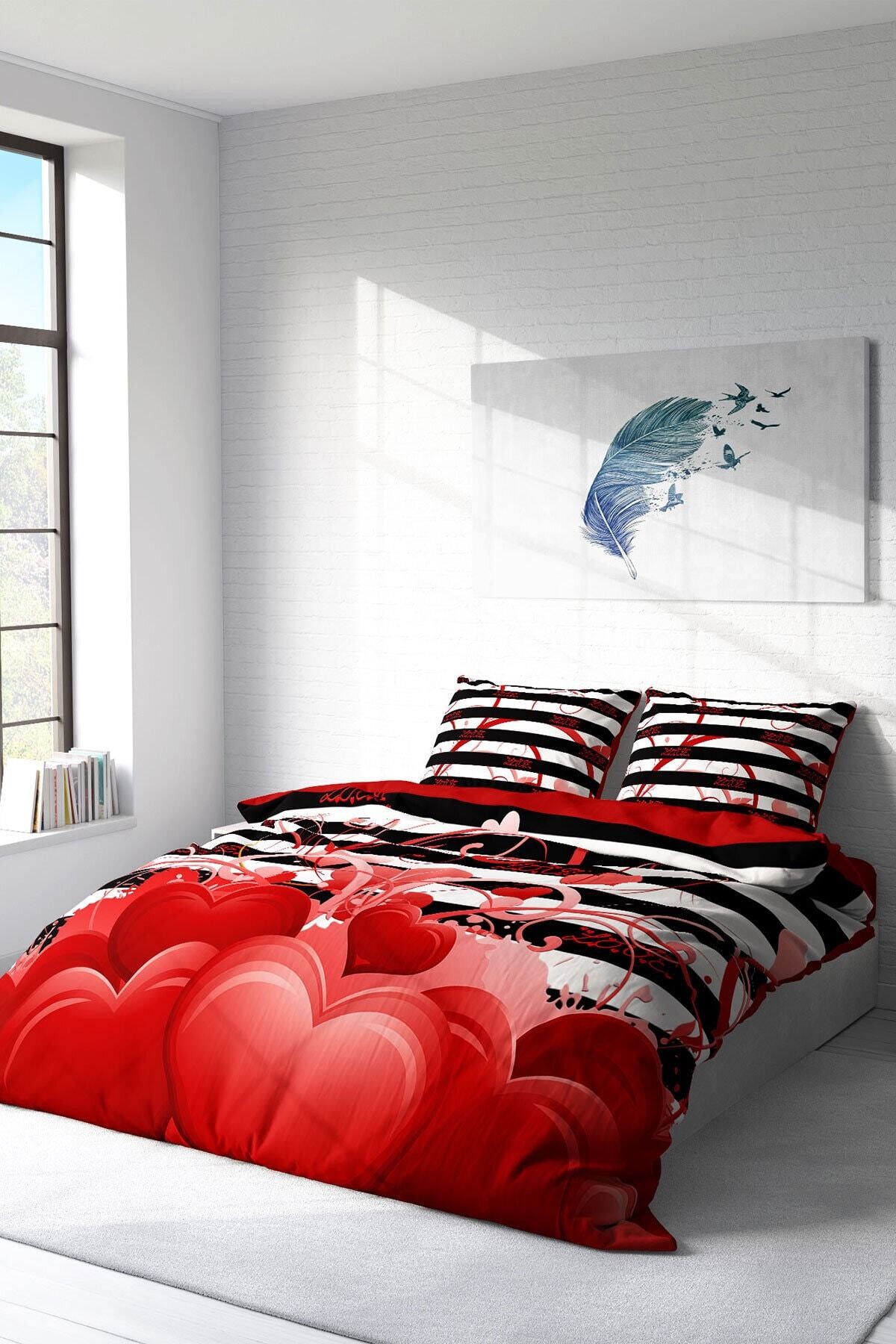 Kıng Sıze Sevgililer Günü 3d Çift Kişilik Nevresim Takımı 220x240cm