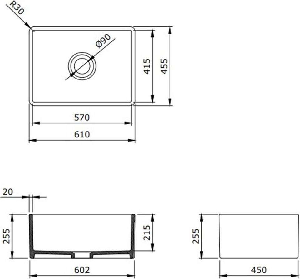 Bocchi Lavello Mutfak Eviyesi 60 cm Mat Gri 1137-006-0120-03