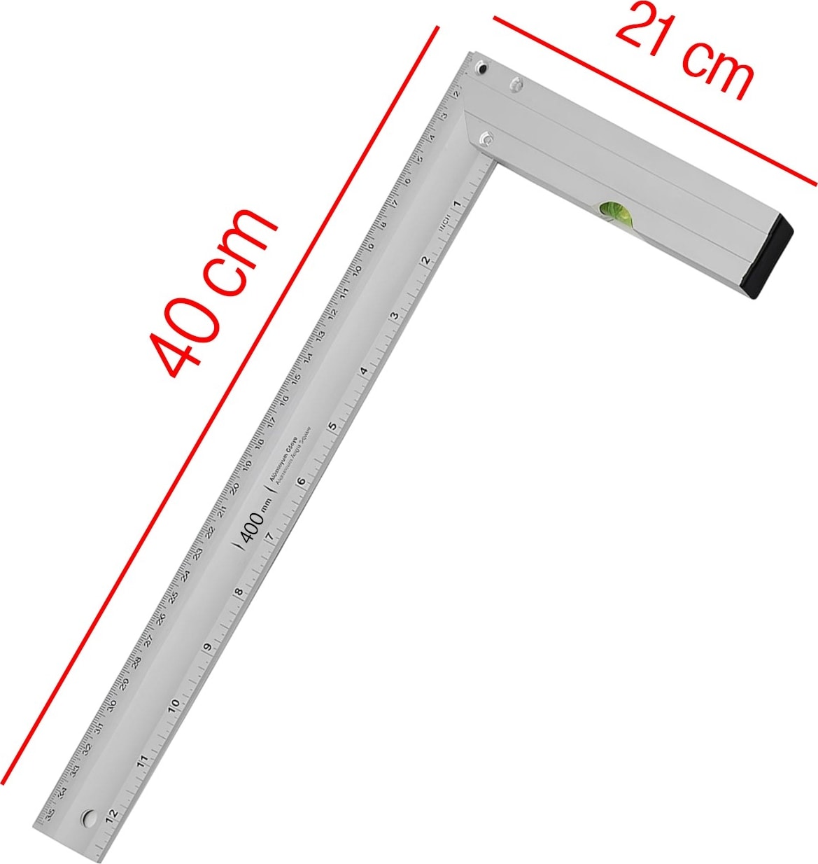 Su Terazili Alüminyum L Gönye Cetvel Ölçme Ölçüm Kaynak Kaynakçı Marangoz Gönyesi 400 mm 40 cm