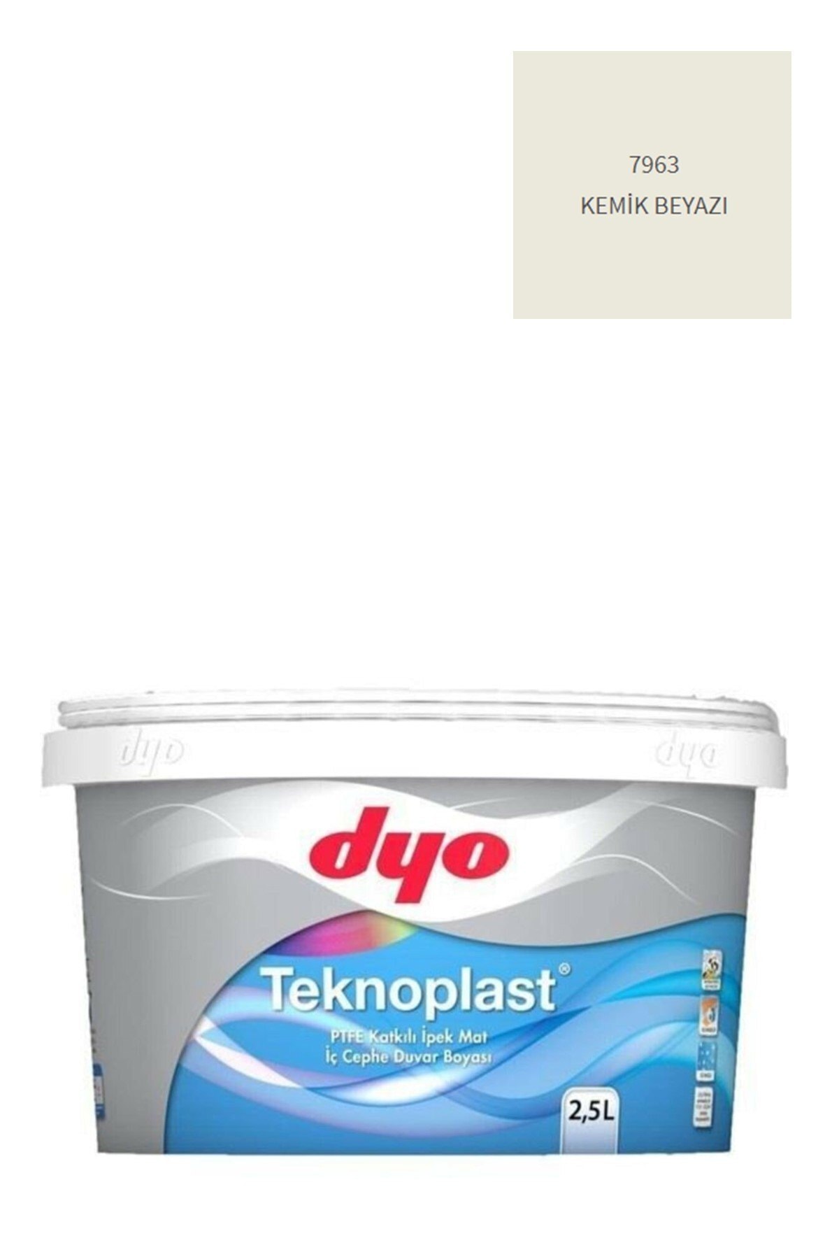 Teknoplast Teflonlu Antibakteriyel Ipek Mat Iç Cephe Duvar Boyası 7963 Kemik Beyazı 2,5 Lt