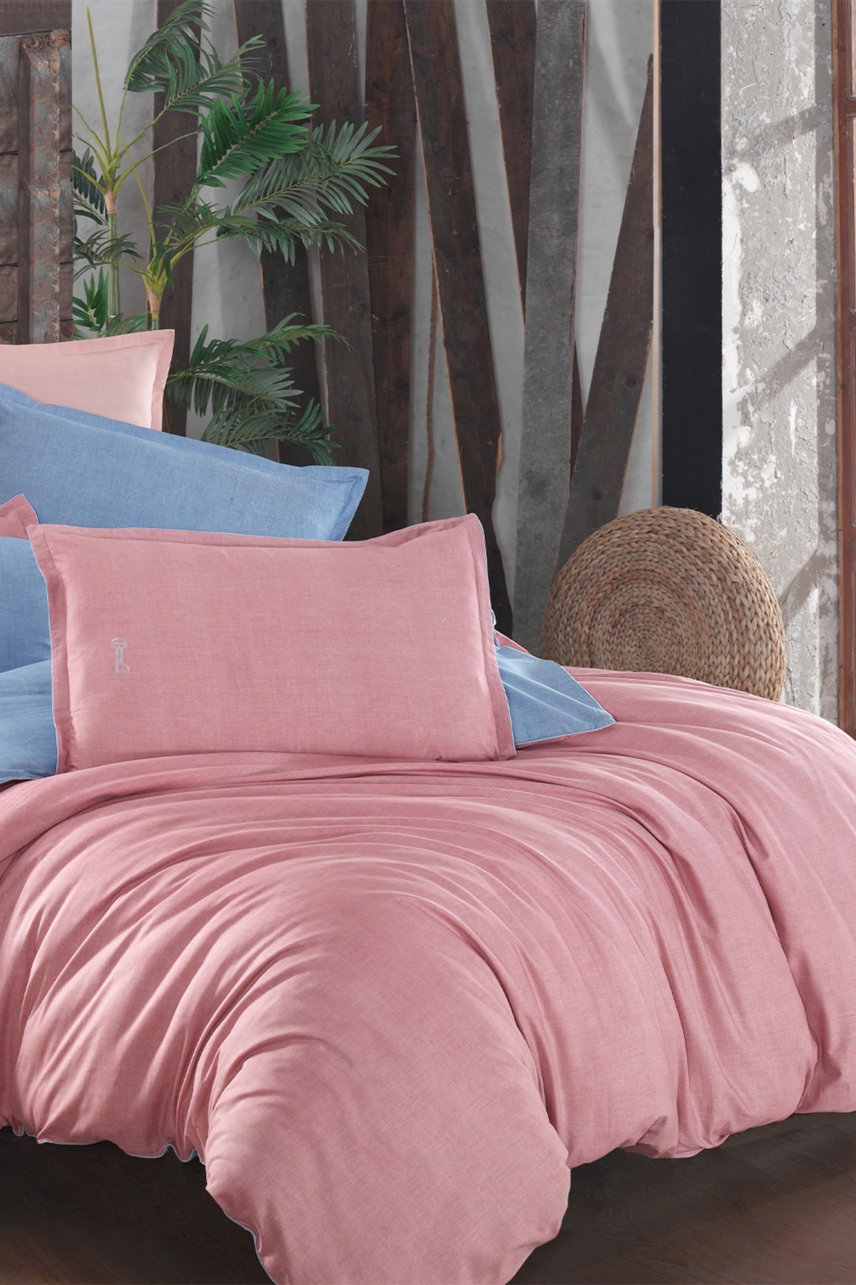 Sümer Pembe Fancy Poplin Tek Kişilik Nevresim Takımı
