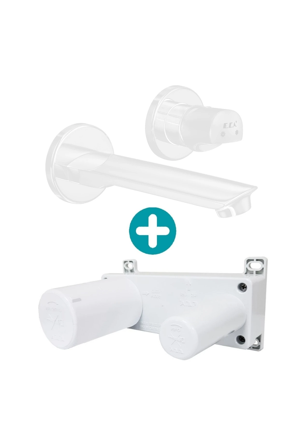 Myra Ankastre Lavabo Bataryası Sıva Üstü Ve Sıva Altı Grubu Çift Rozet Mat Beyaz