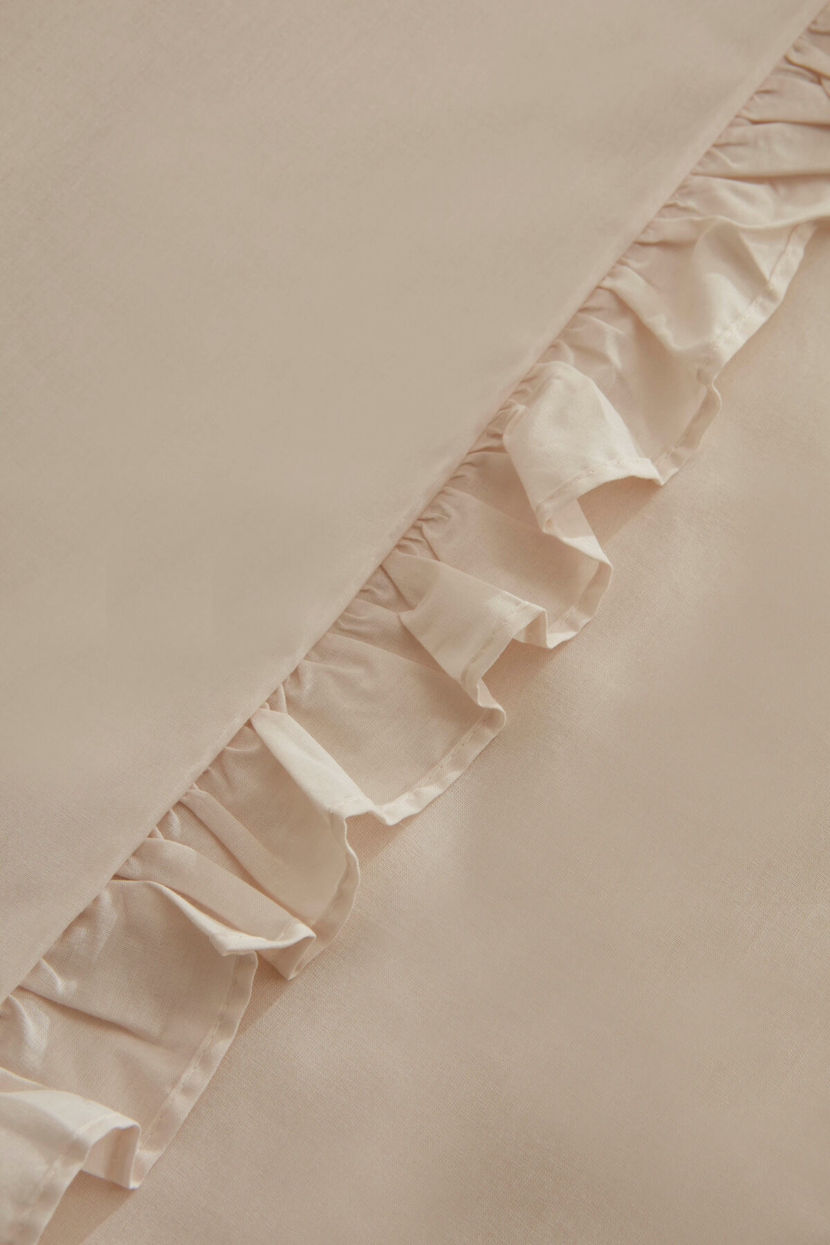 Pure Ruffle %100 Pamuk King Size Nevresim Takımı Açık Bej
