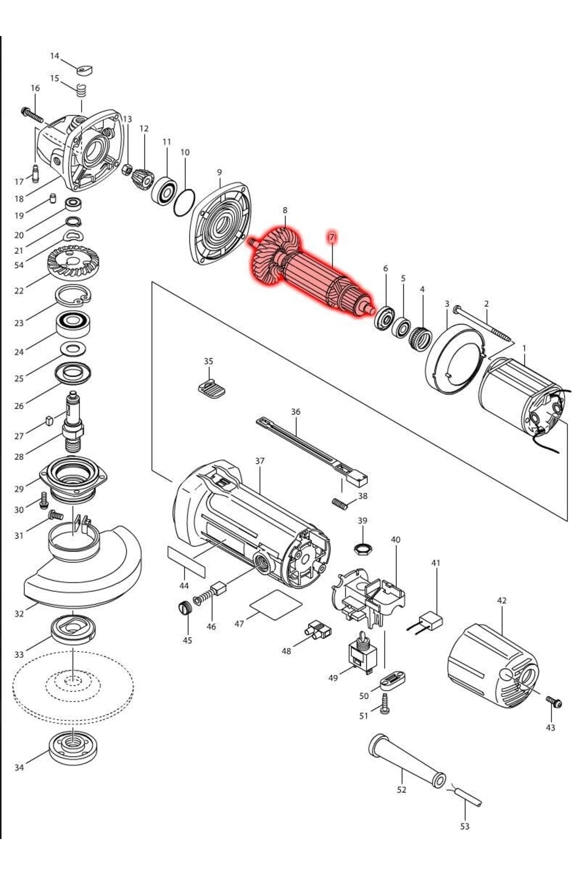 Makita Mga451 Endüvi Rotor Kollektör Ürün Kodu 515609-0