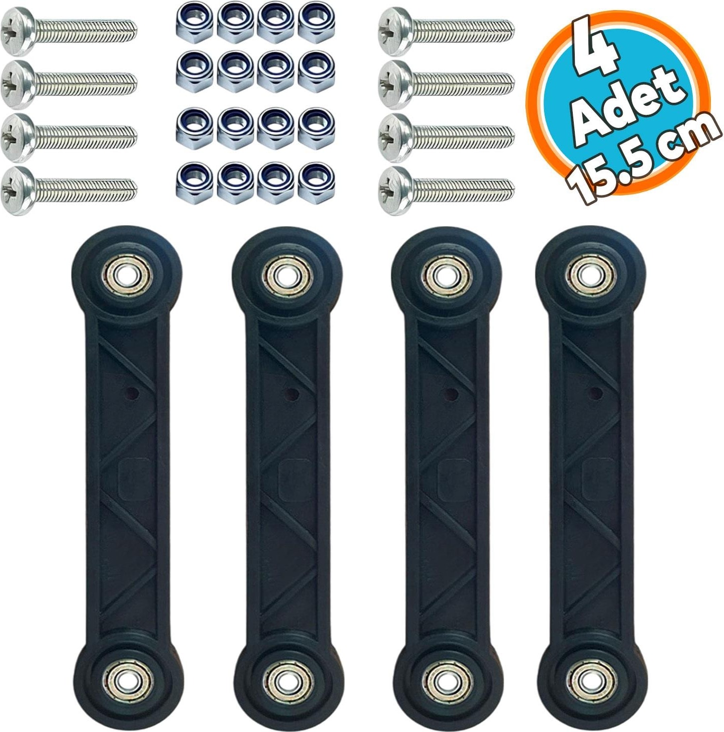 Beşik Sallama Aparatı (İki Delik Arası 15.5 Cm) Çocuk Bebek Beşiği Takımı Aparatı Seti Siyah 4 Adet