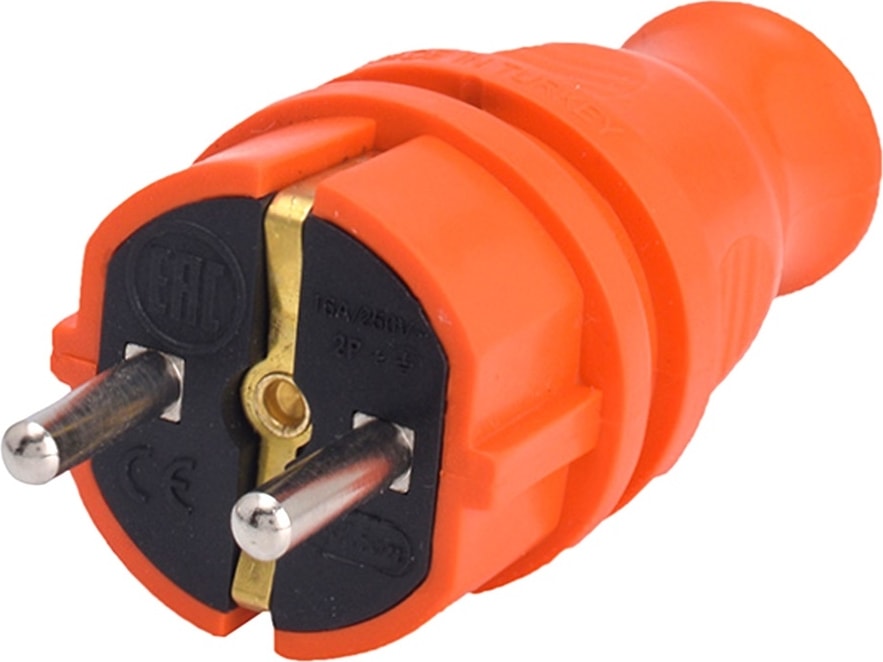 Düz Fiş Monofaze Kauçuk 220/240 V 16A Turuncu