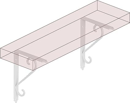 2 Adet Ferforje Raf Altı Ayak Dekoratif Raf Tutucu Beyaz Montaj Aparatı 135 x 190 mm (Orta Boy)