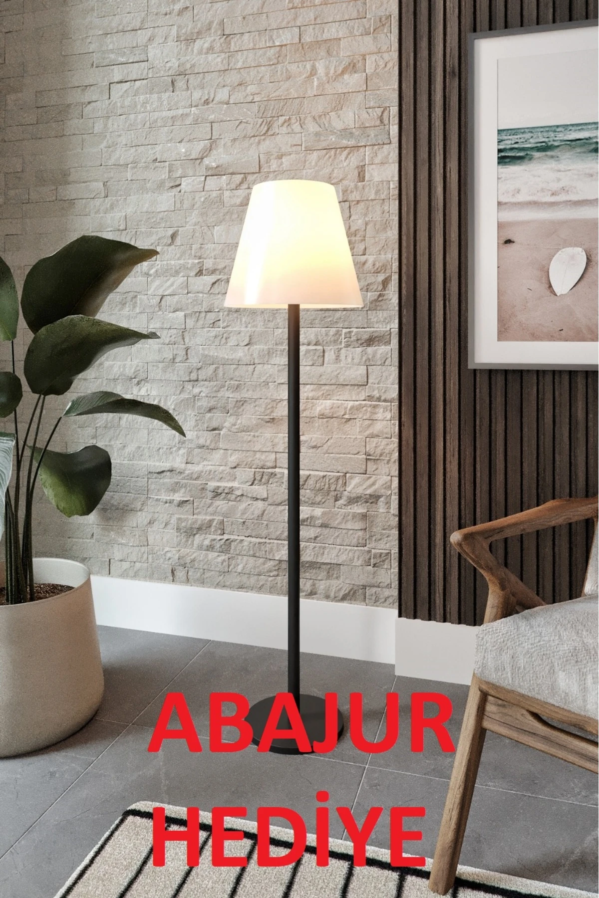 PAVİMENTO TEK AYAK LAMBADER (ABAJUR MASA LAMBASI HEDİYELİ)  (AÇMA KAPAMA ANAHTARI YOKTUR)