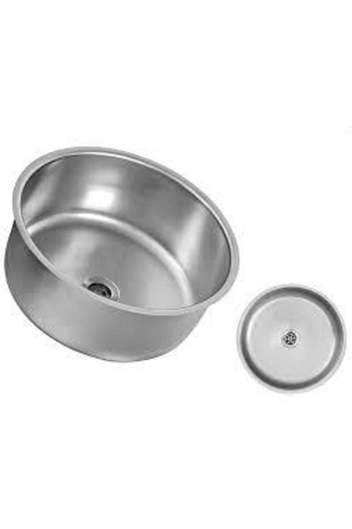 Yuvarlak Tezgah Altı Evye - 430 Kalite Düz Küçük Kafa Sifon