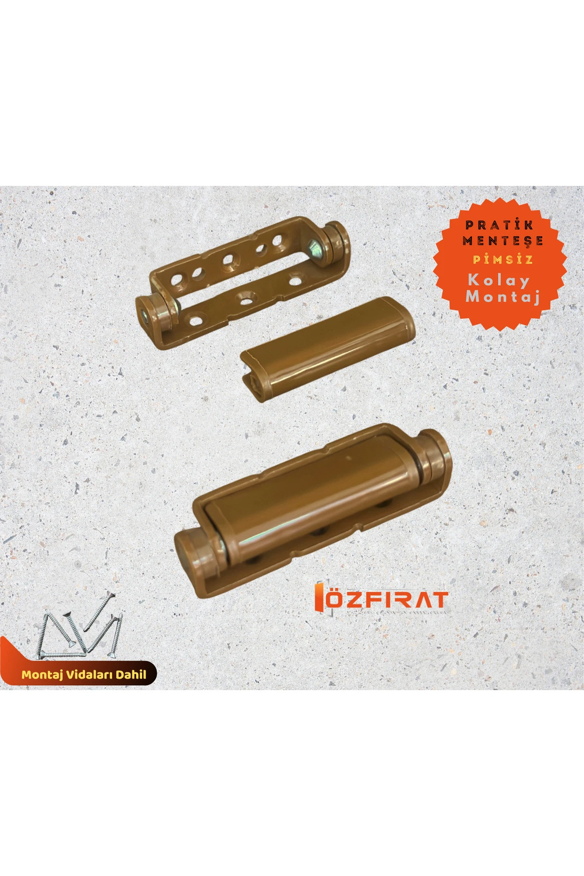 Pvc Pimapen Kapı Pencere Menteşesi Tamamı Çelik 80 mm-Pimsiz-Pratik Menteşe-Altınmeşe-Kahve