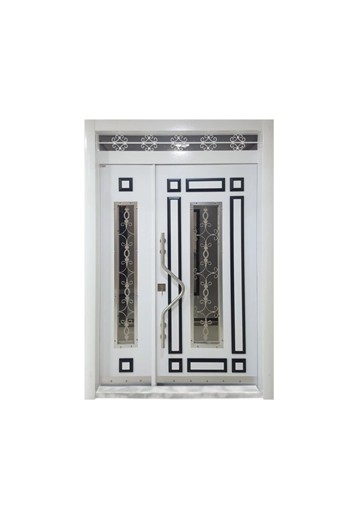 0161 Beyaz Ferforjeli Apartman Kapısı, Bina Kapısı Sol Açılım