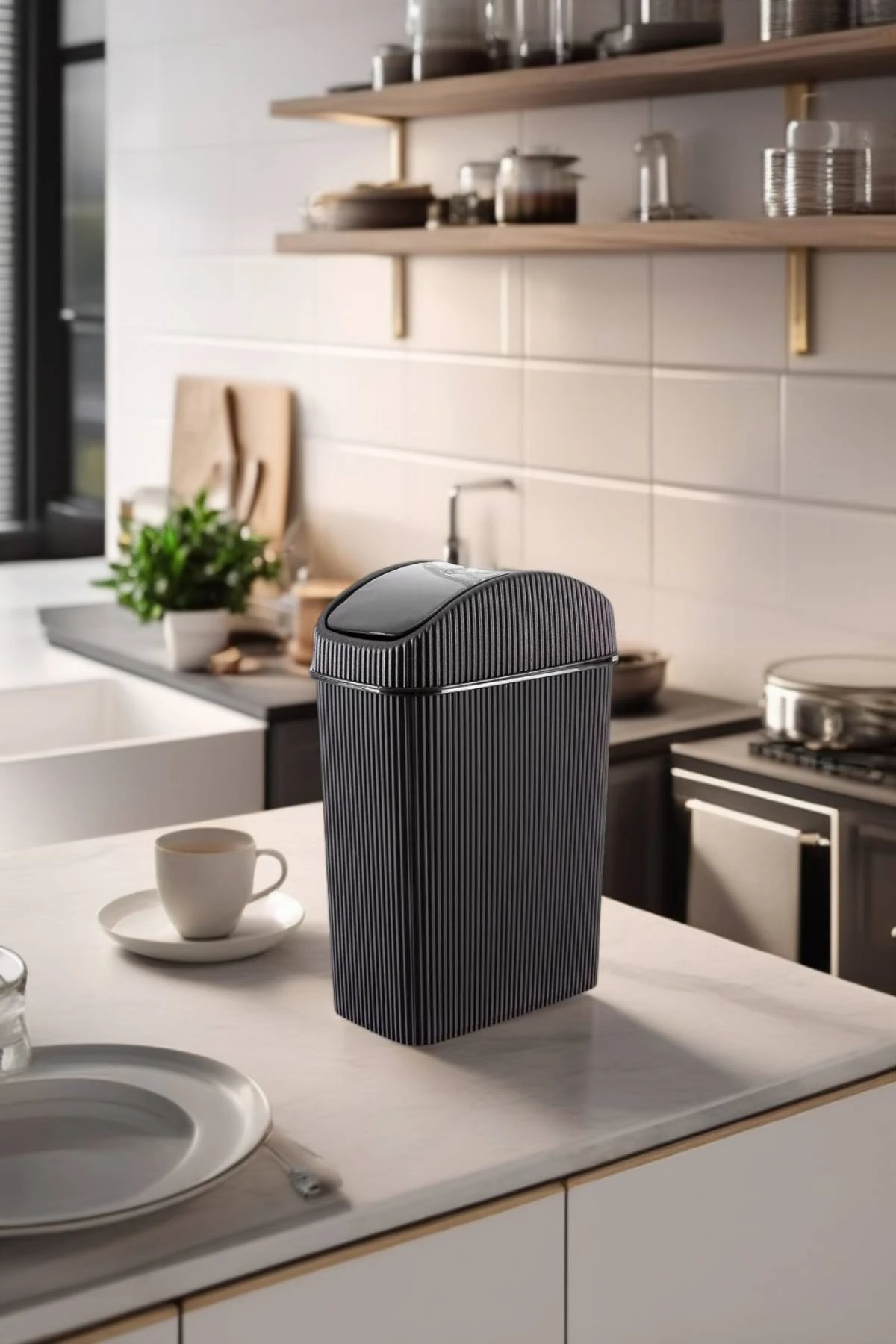Mini Çöp Kovası, Mutfak, Banyo, Tuvalet, Ofis Çöp Kutusu Siyah