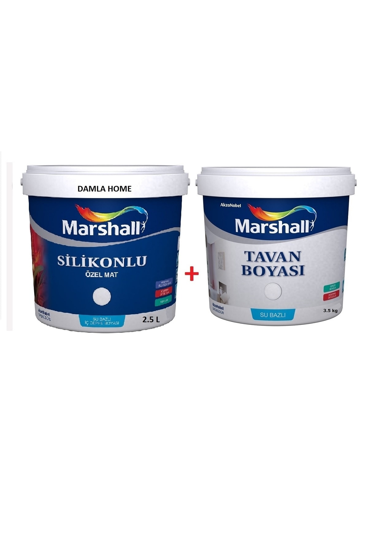 Silikonlu Özel Mat Silinebilir Iç Cephe Boyası 2.5 Lt + Tavan Boyası 3.5 Kg