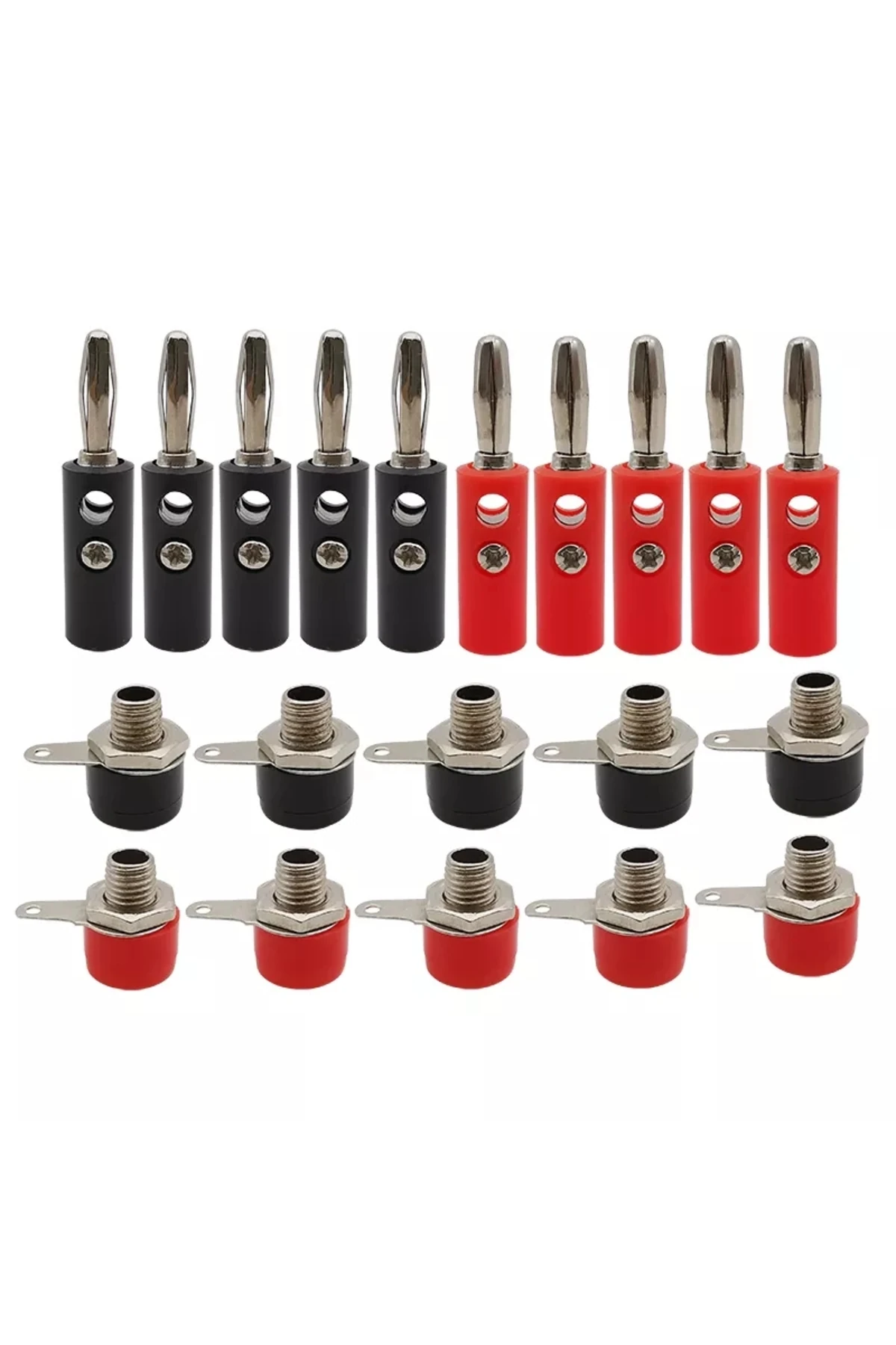 10 TAKIM KIRMIZI SİYAH 4mm BANAN JAK BORN KLEMENS VİDASI CX-02