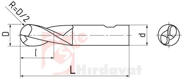 Zps-Fn Iki Kısa Küresel Freze 7mm Dın 1889 2z