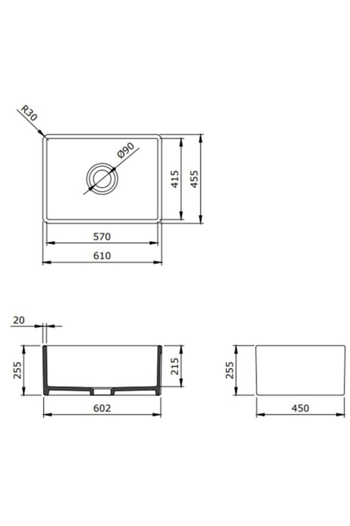 Lavello Eviye 60 Cm Mat Anrasit 1137-020-0120-03