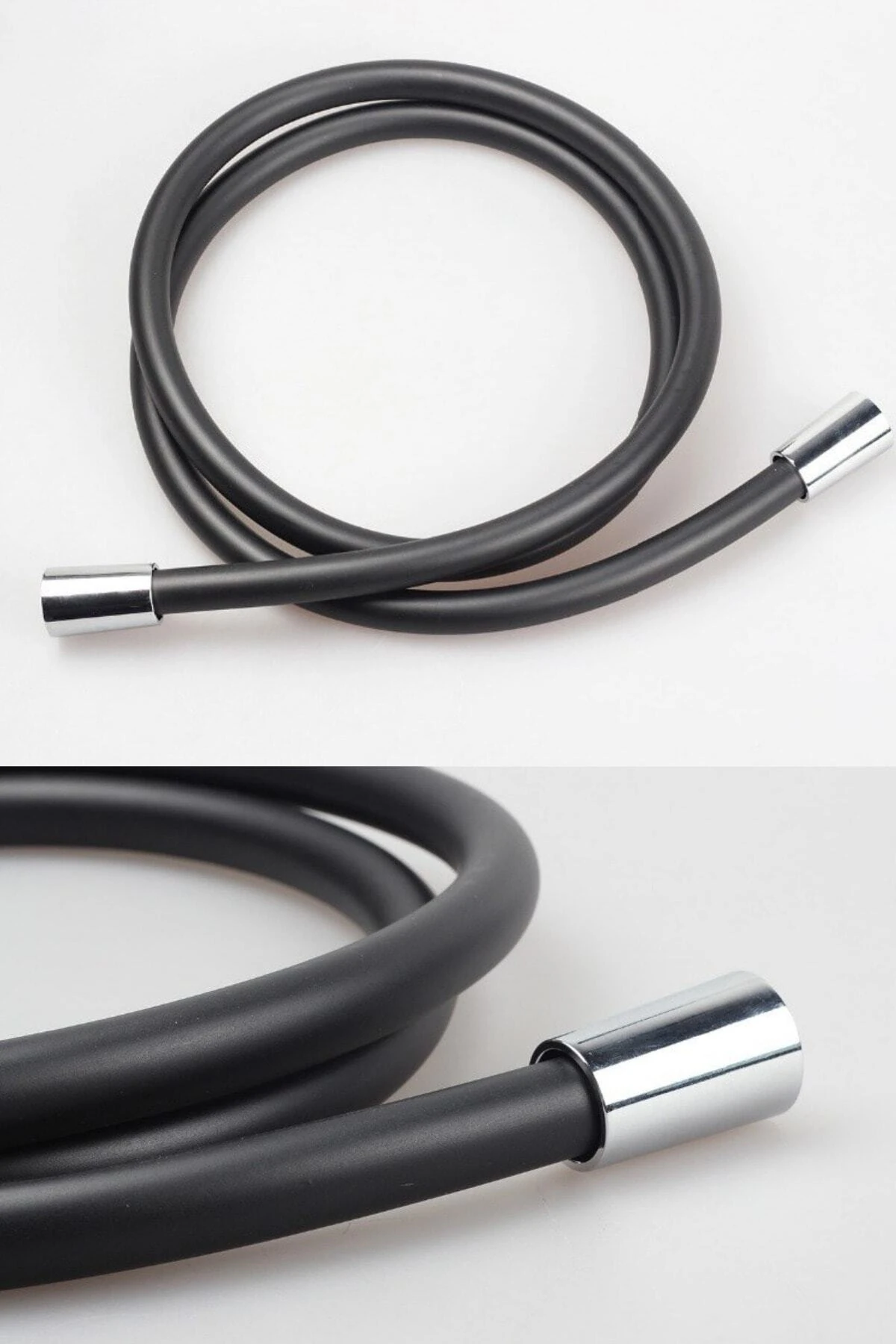 Kablo Kaplama Spiral Duş Hortumu Siyah, Esnek ve Dayanıklı Banyo Aksesuarı