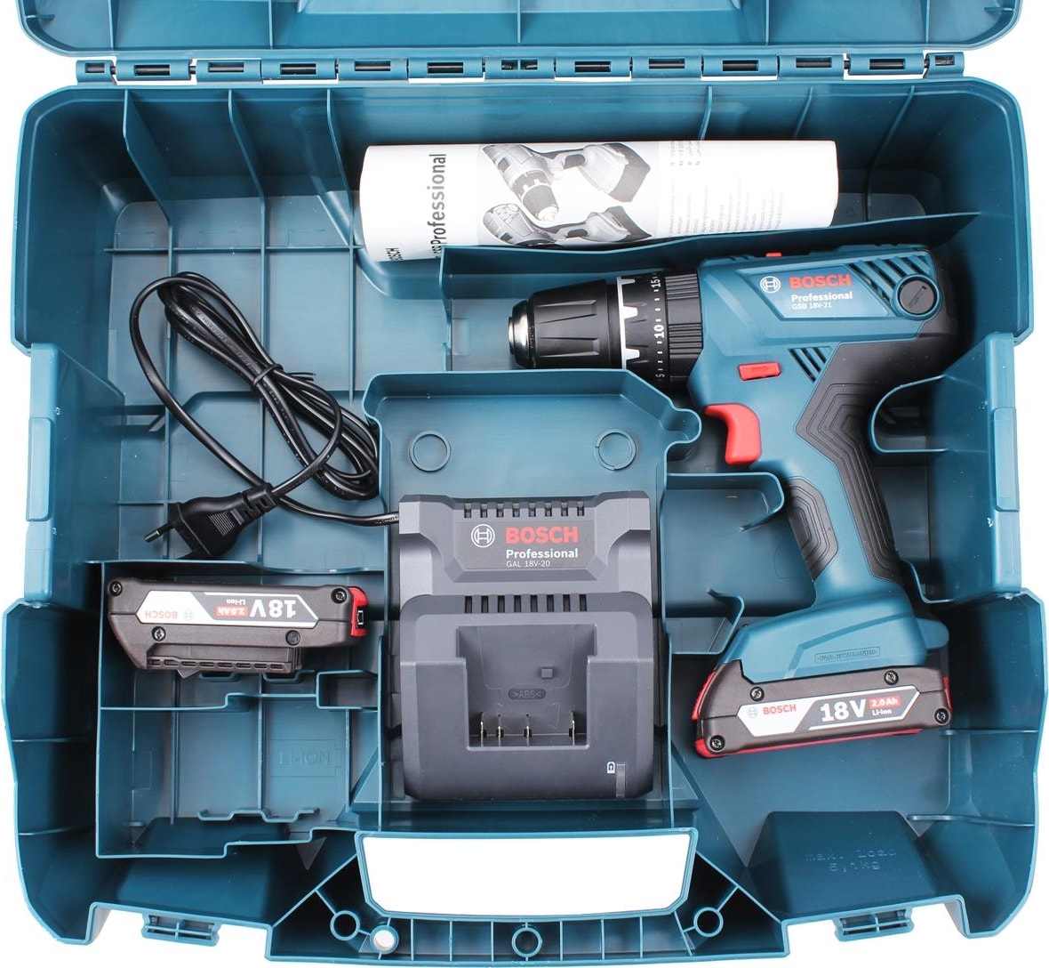 BOSCH Gsb 18V-21 Akülü Darbeli Vidalama 2AH ve 63 Parça Aksesuar Seti