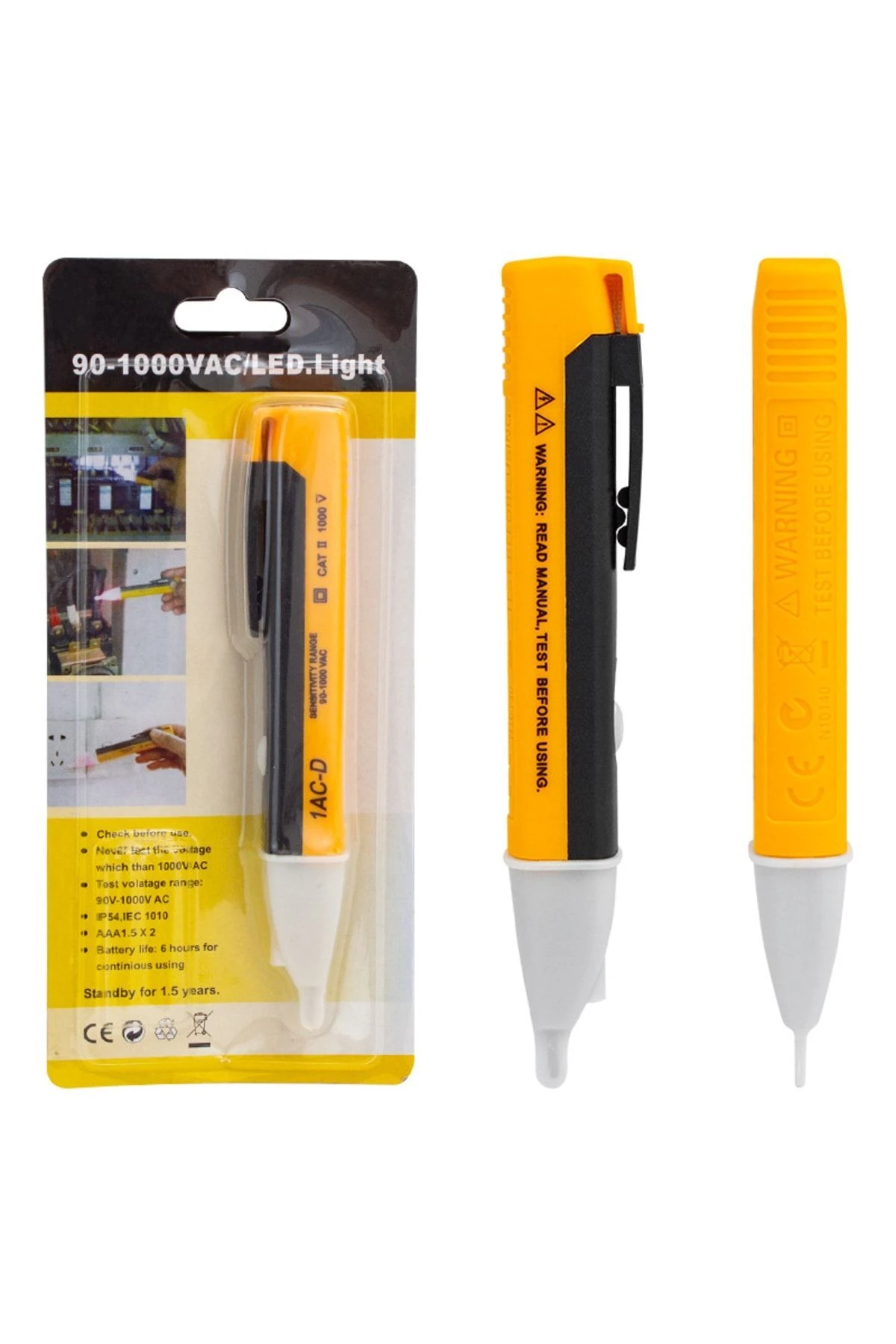 1ac-d Kontrol Kalemi Temassız Faz Kontrol Kalemi Elektrik Kaçak Akım Kalemi ( 2 Adet Pil )