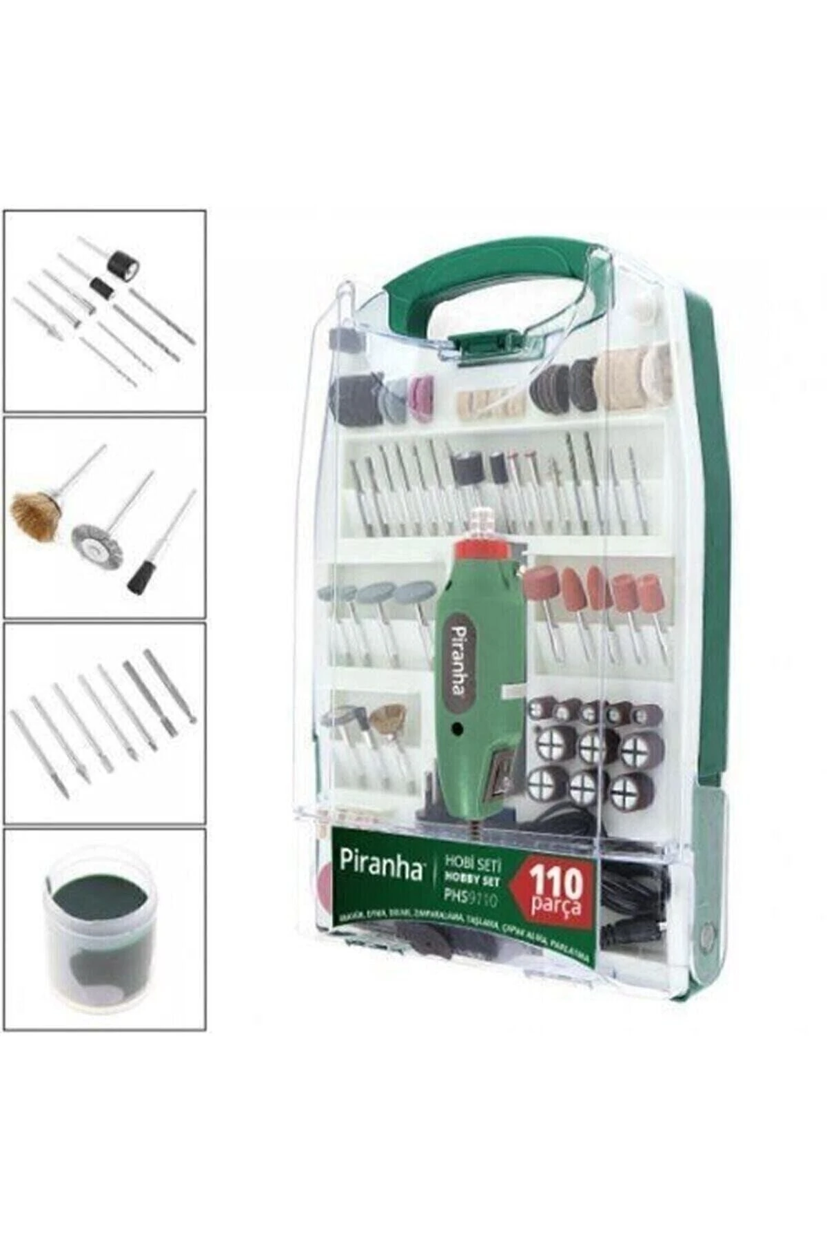 Piranha 110 Parça Mini Taşlama Hobi Gravür Seti