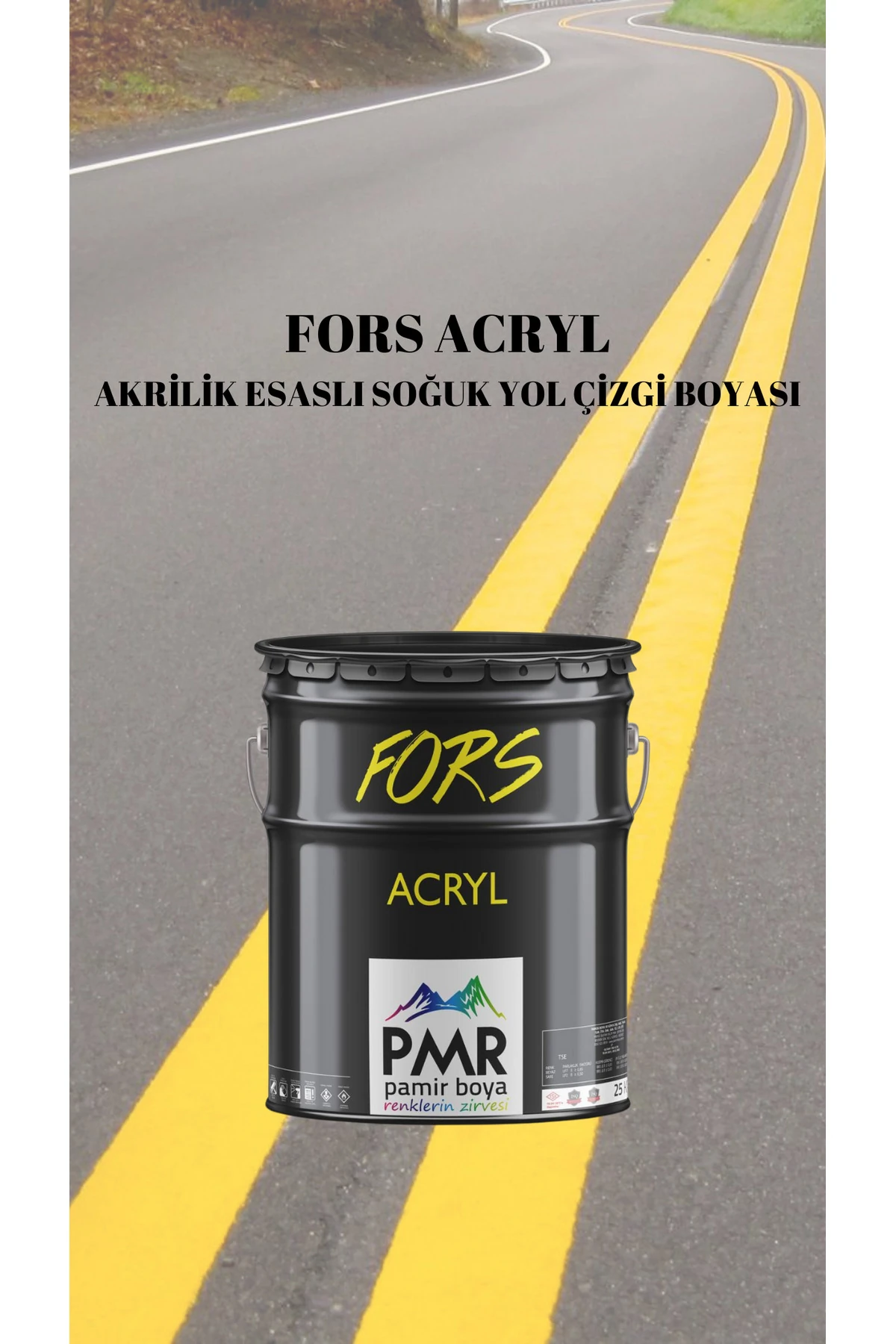 Fors Acryl Akrilik Reçine Esaslı Soğuk Yol Çizgi Boyası Beyaz 4 Kg