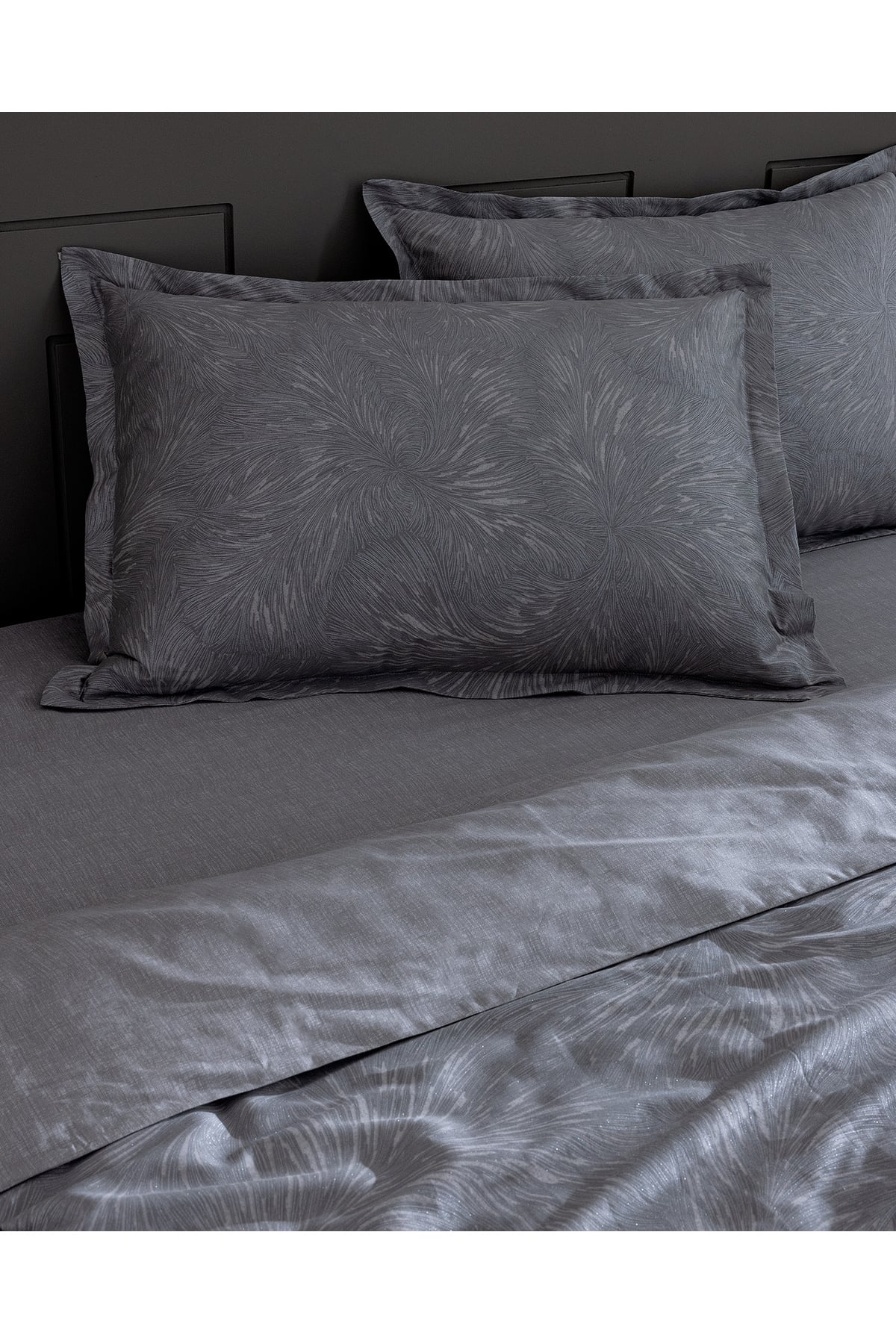 Vannes King Size %100 Pamuk Baskılı Saten Nevresim Takımı - Taş