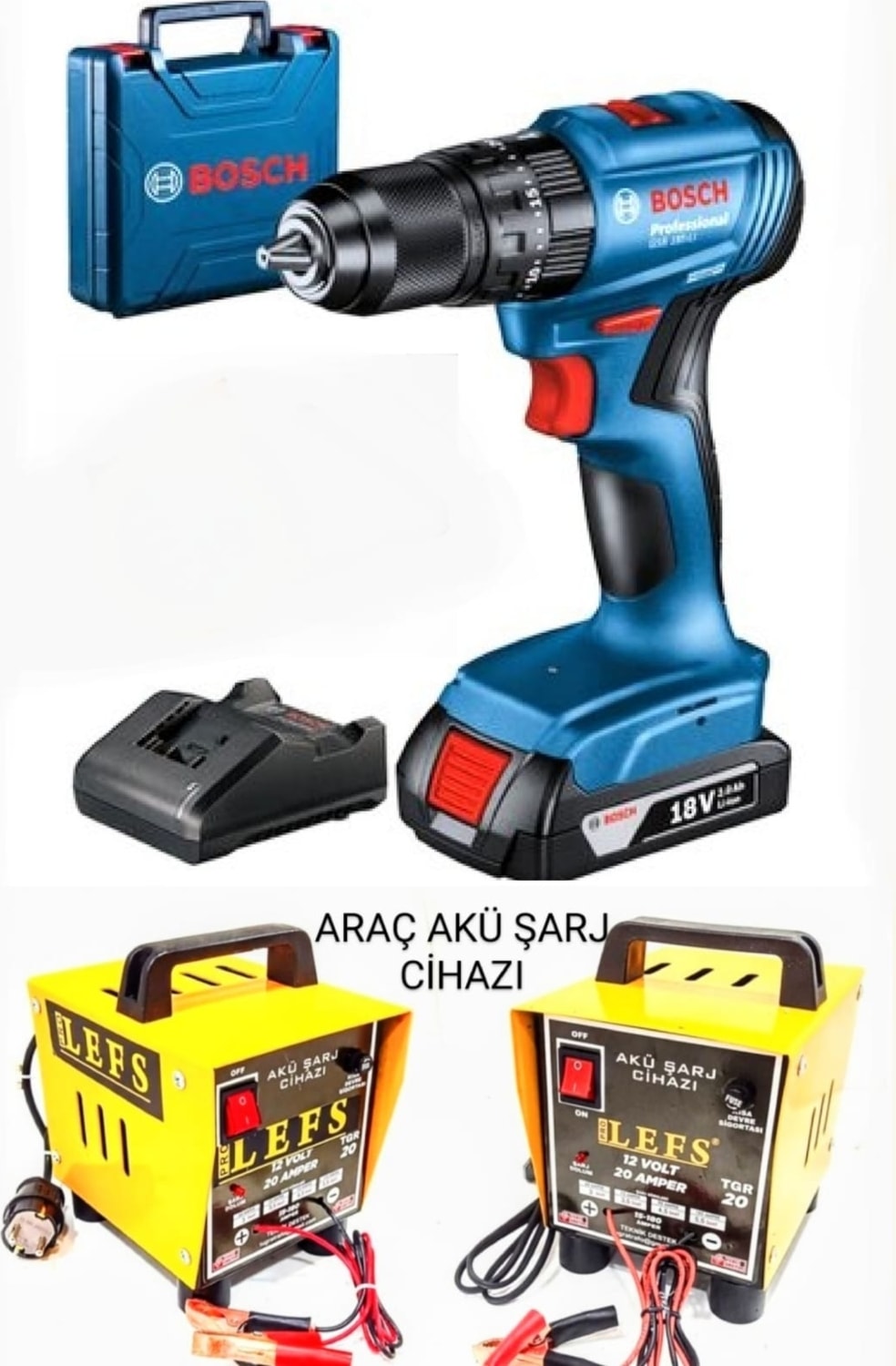 BOSCH Gsb 185 Li Tek Akülü Matkap Vidalama ve Prolefs 12 V 20 Ah 180 Akü Şarj Cihazı