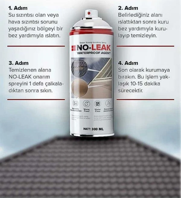 1+1 Paket Su İzolasyon Sızıntı Onarım Spreyi Su Geçirmez BEYAZ 2X300 ml