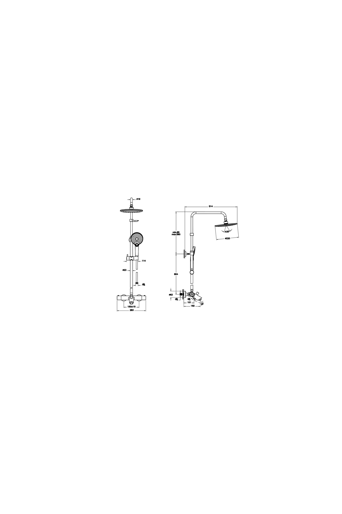Aquaheat Bliss 230b A47211 Termostatik Banyo Sistemi, Krom