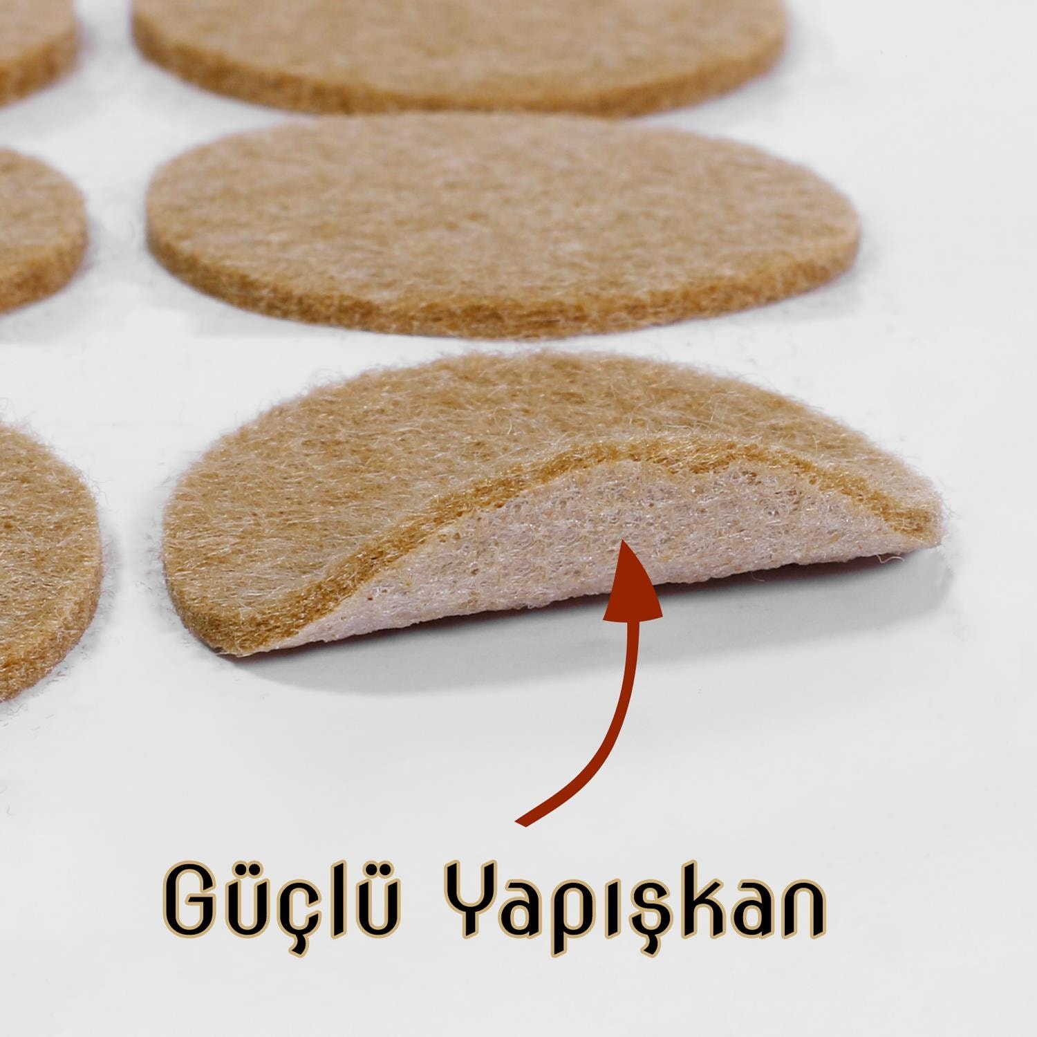 Zemin Koruyucu Keçe 50 mm Yapışkanlı (8'li Paket) Masa Sandalye Mobilya Koltuk Ayak Keçesi Yuvarlak