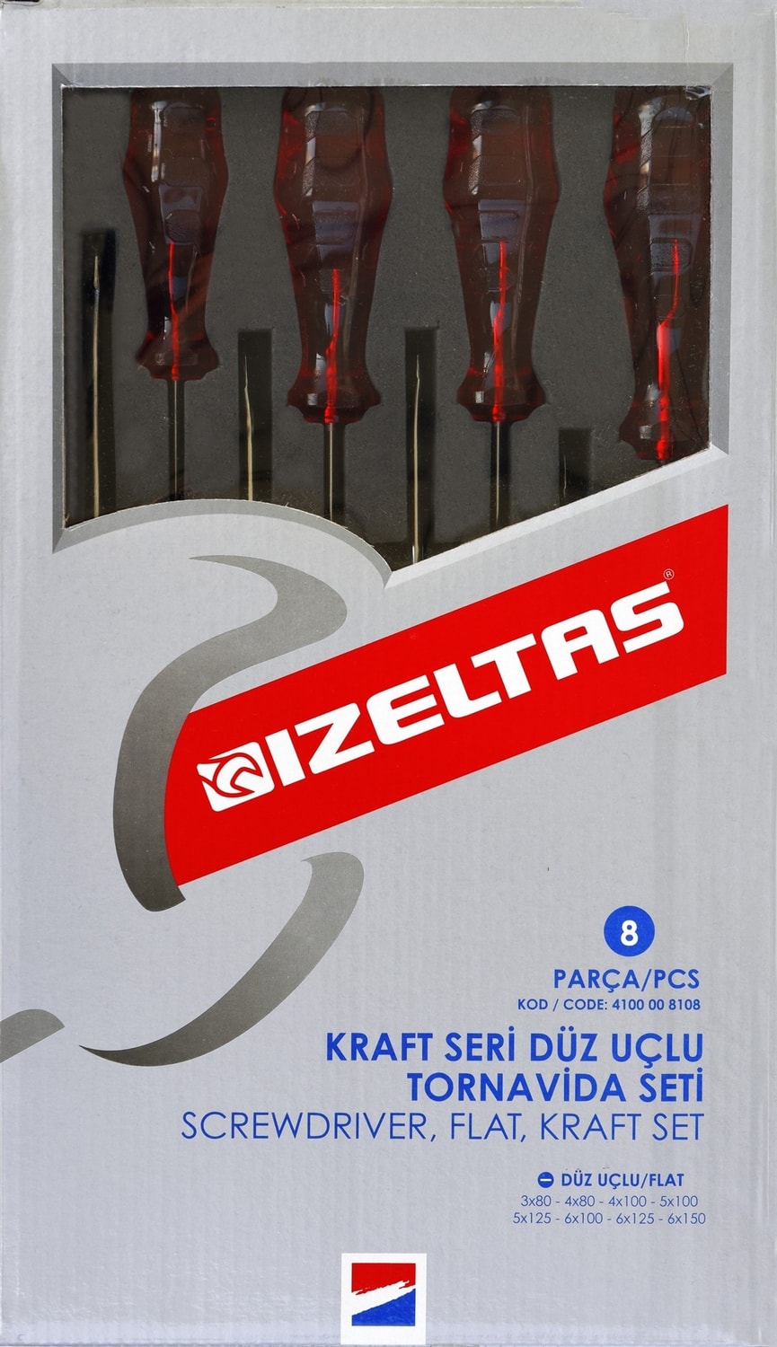 İZELTAŞ Izeltaş Kraft Seri Düz Uçlu Tornavida Seti 8 Parça