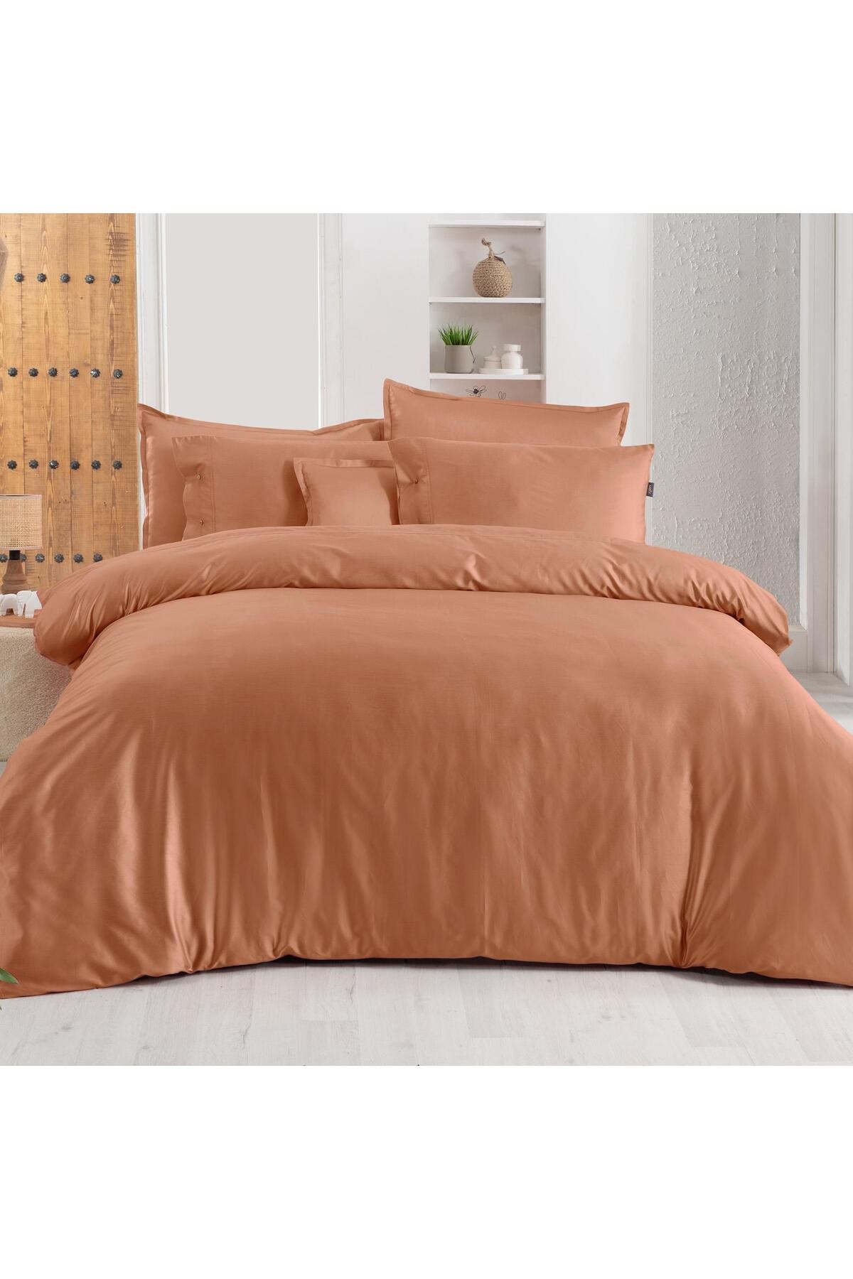 Monochrome Terracotta %100 Pamuk Saten ''300 TC" Nevresim Takımı KS v13