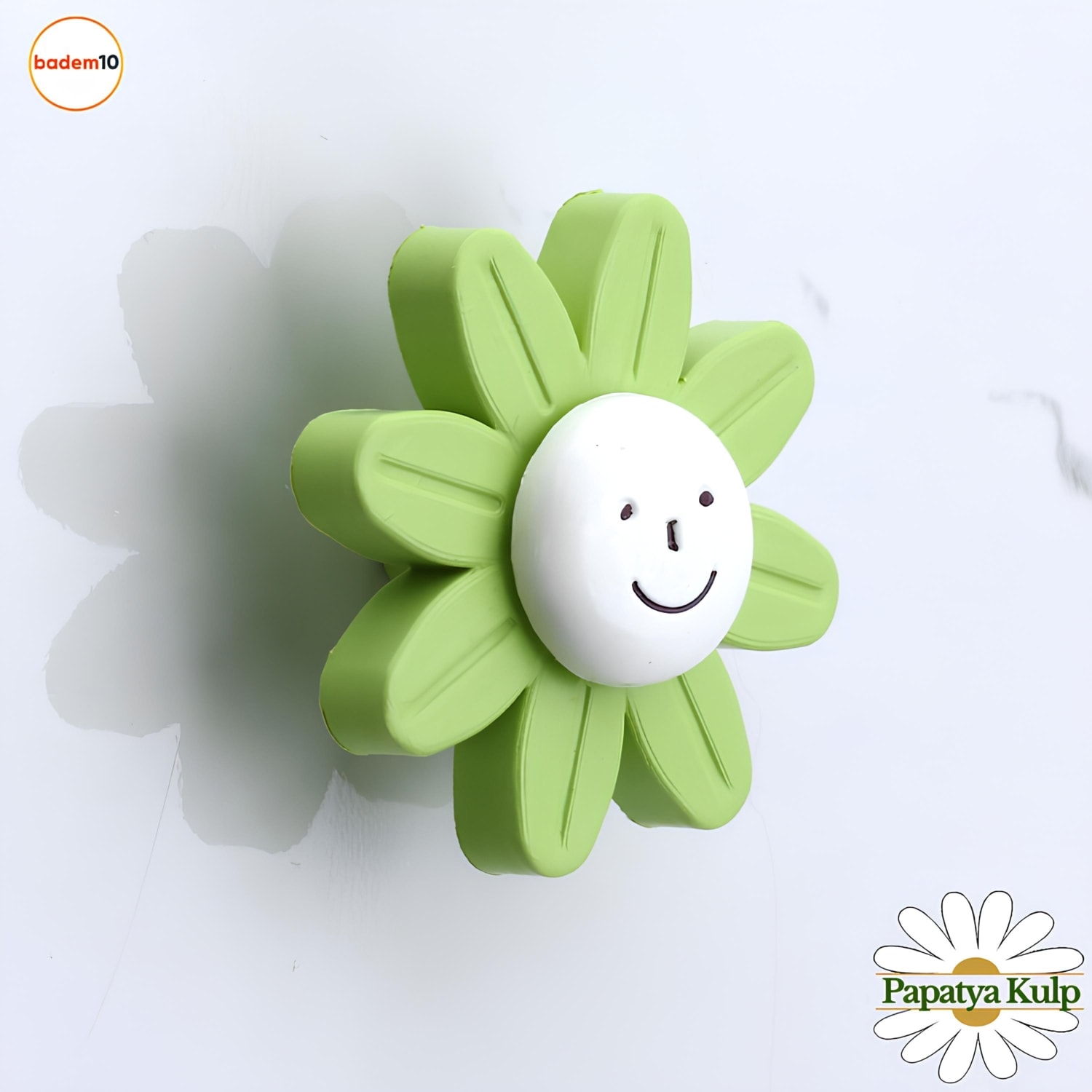 Plastik Papatya Kulp 10 Adet Yeşil Mobilya Çoçuk Odası Kız Erkek Dolap Kapak Kulpu Çekmece Kulbu
