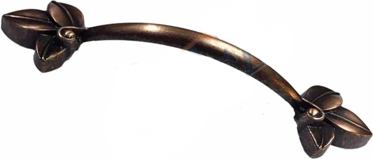 Dekoratif Zamak Yaprak Kulp - 96MM, Eskitme, 100 Adet