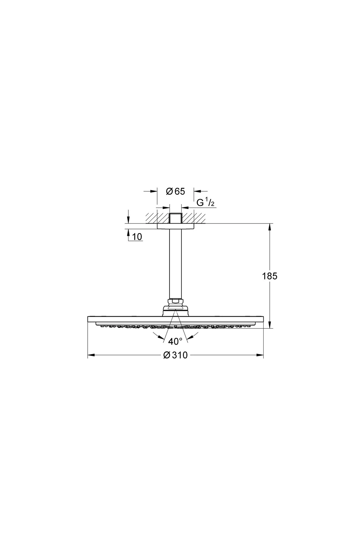 Rainshower Cosmopolitan 310 Tepe Duşu Seti 142 Mm, Tek Akışlı 26067gl0