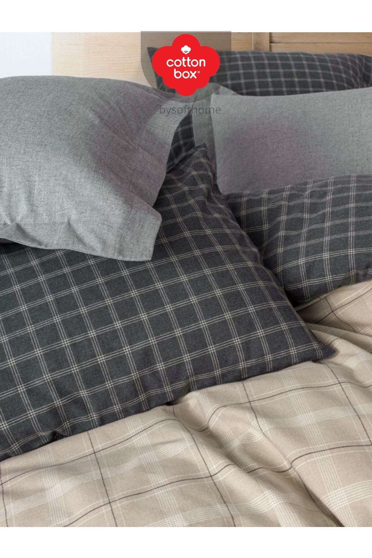 FLANEL WARM Siiras Gri Çift Kişilik Nevresim Takımı